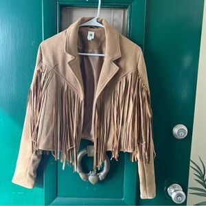 Chic Tan Fringe Blazer